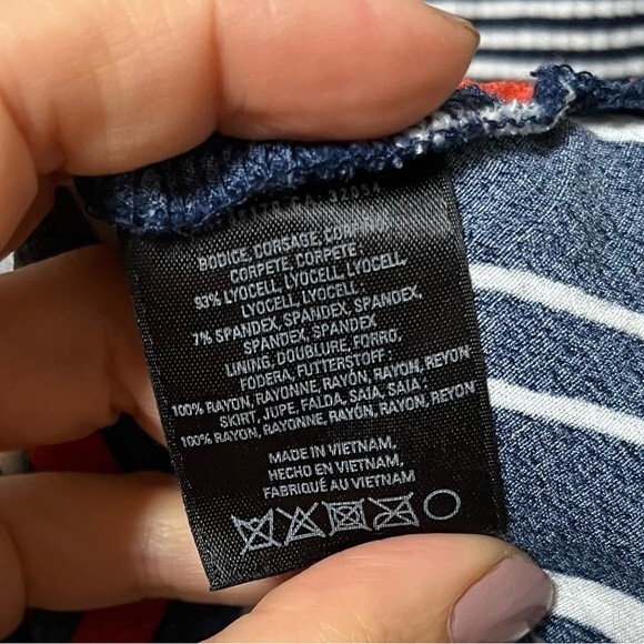 Anthropologie Maeve Cameron Striped Mixed Media Asymmetrical Dress in Black Moti - Picture 11 of 11